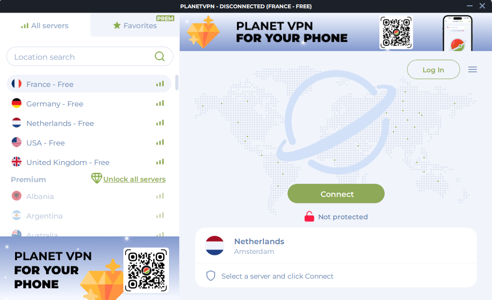 Kostenlose VPN Planet Bildschirmfotos