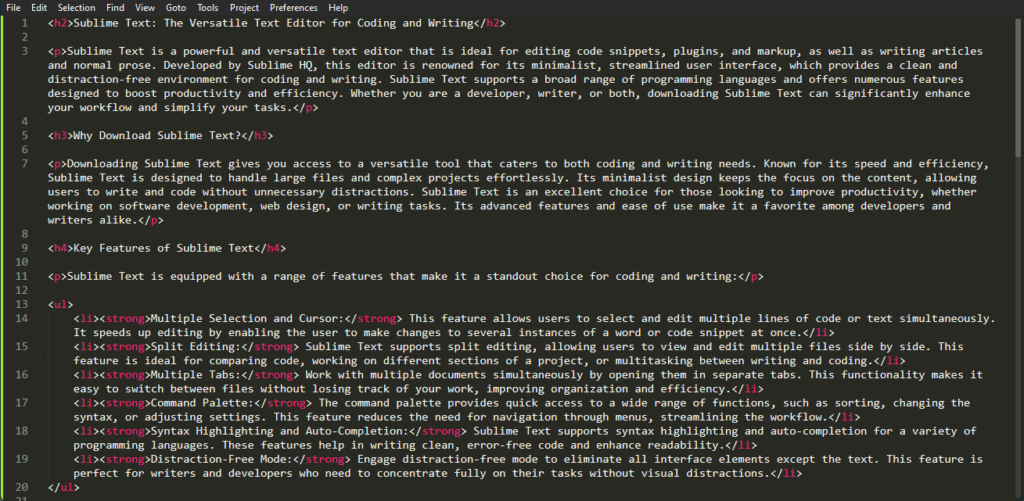 Sublime Text Bildschirmfotos